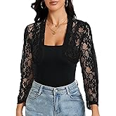 spxidacx Women's Long Sleeve Lace Bolero Shrug Cardigan Top for Wedding, Party