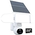 ON WATCH Solar Floodlight Security Camera Wireless Outdoor, Motion-Activated Recording/Notification/1500lm Floodlight/105dB Siren, 360° Pan/Tilt, 2K, WiFi, Live View/Talk, No Monthly Fee, 64GB SD Card