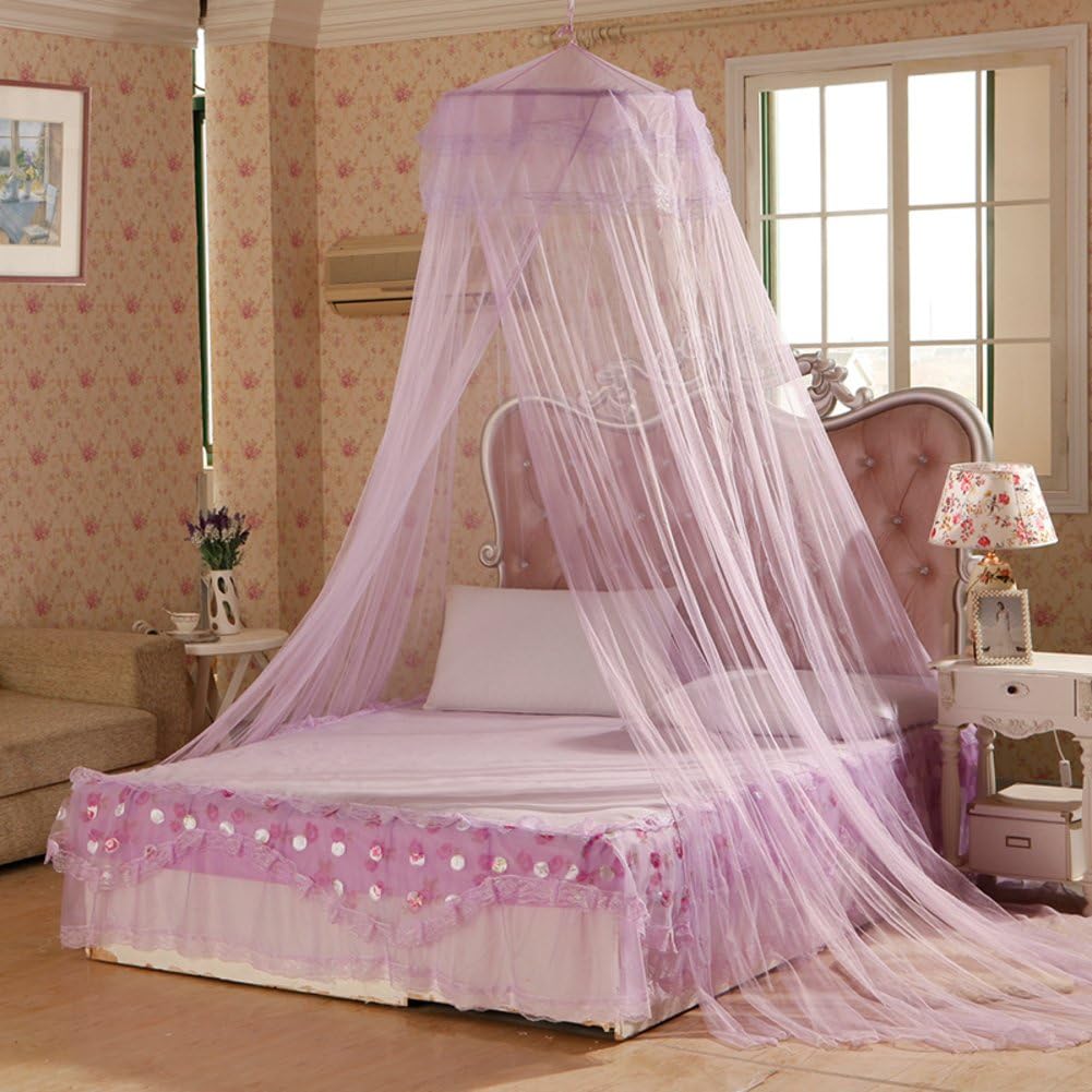 Extra large size round hoop bed canopy netting mosquito net fit crib,Twin,Full,Queen,King-purple 150x200cm(59x79inch)
