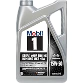 Mobil 1 Advanced Full Synthetic Motor Oil 15W-50, 5 Quart | 10,000-Mile Protection | Triple Action Formula | Friction Reduction