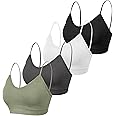 KCDDUMK 4 Pieces Cami Bras - Women's V-Neck Padded Seamless Straps Bralette Everyday Basic Sleeping Bra