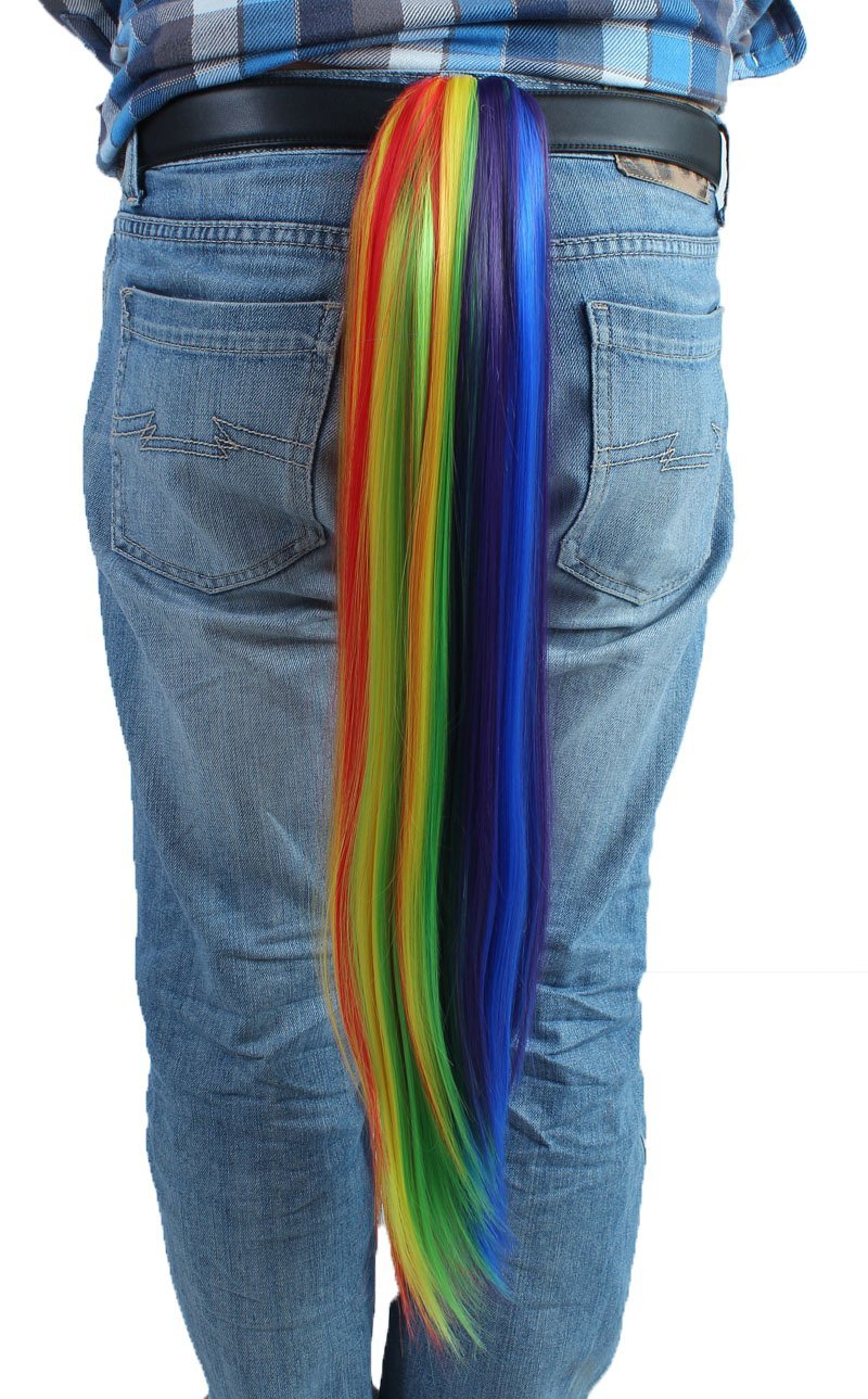 ANOGOL Halloween Rainbow Wig Ponytail Costume Party Wig