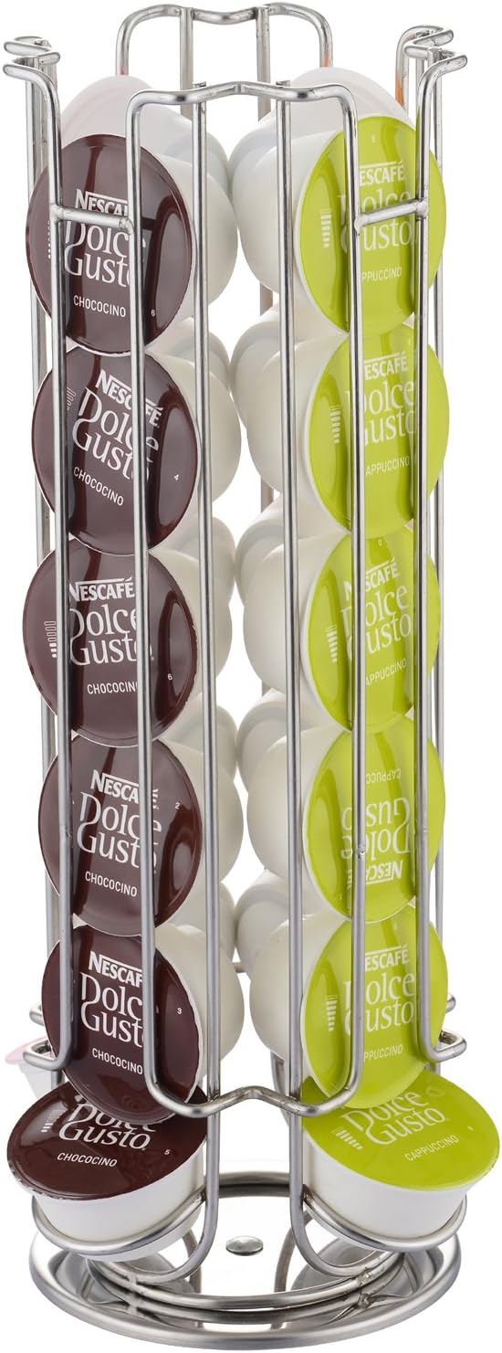 Osail Rotating Coffee stand rack--Revolving Rotating 24 Capsule Coffee Pod Holder Tower Stand Rack for Dolce Gusto UK Delivery (Silver)