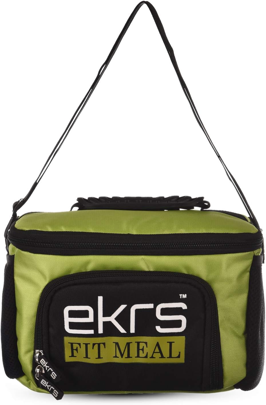 Ek Retail Shop EKRS Fit Gym Management Insulated Lunch Bag Cooler with 2 Lock and Seal Meal Prep Containers, Ice Pack (Green/Black)
