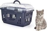 CAT CENTRE Grey & Transparent Lid Pet Carrier Small Medium Animals view 8