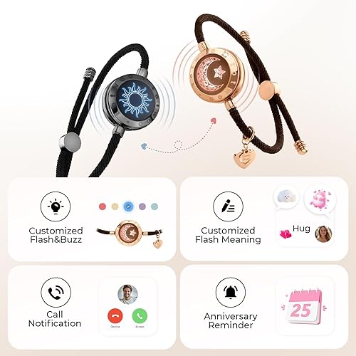 TOTWOO Touch Bracelets for Couples, Vibration & Light up for Love Couples | Long Distance Relationship Gifts for Girlfriend Bluetooth Pairing Jewelry in Saudi Arabia | Whizz Bracelets TOTWOO Touch Bracelets for Couples, Vibration & Light up for Love Couples | Long Distance Relationship Gifts for Girlfriend Bluetooth Pairing Jewelry in Saudi Arabia | Whizz Bracelets