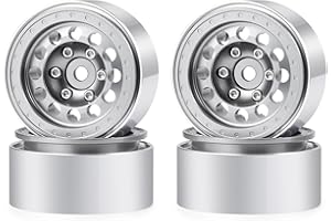 DEWOKI 1.0 Beadlock Wheel Rims Aluminum Alloy 4Pcs 1.0" Wheels for 1/18 TRX4M 1/24 SCX24 RC Crawler Car Upgrade Parts(Silver)
