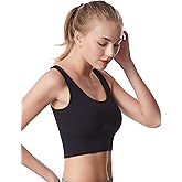 SPRIMEMONG Women's Light Support Sport Bra Wireless Longline Comfy Bra-Seamless Yoga Crop Tops