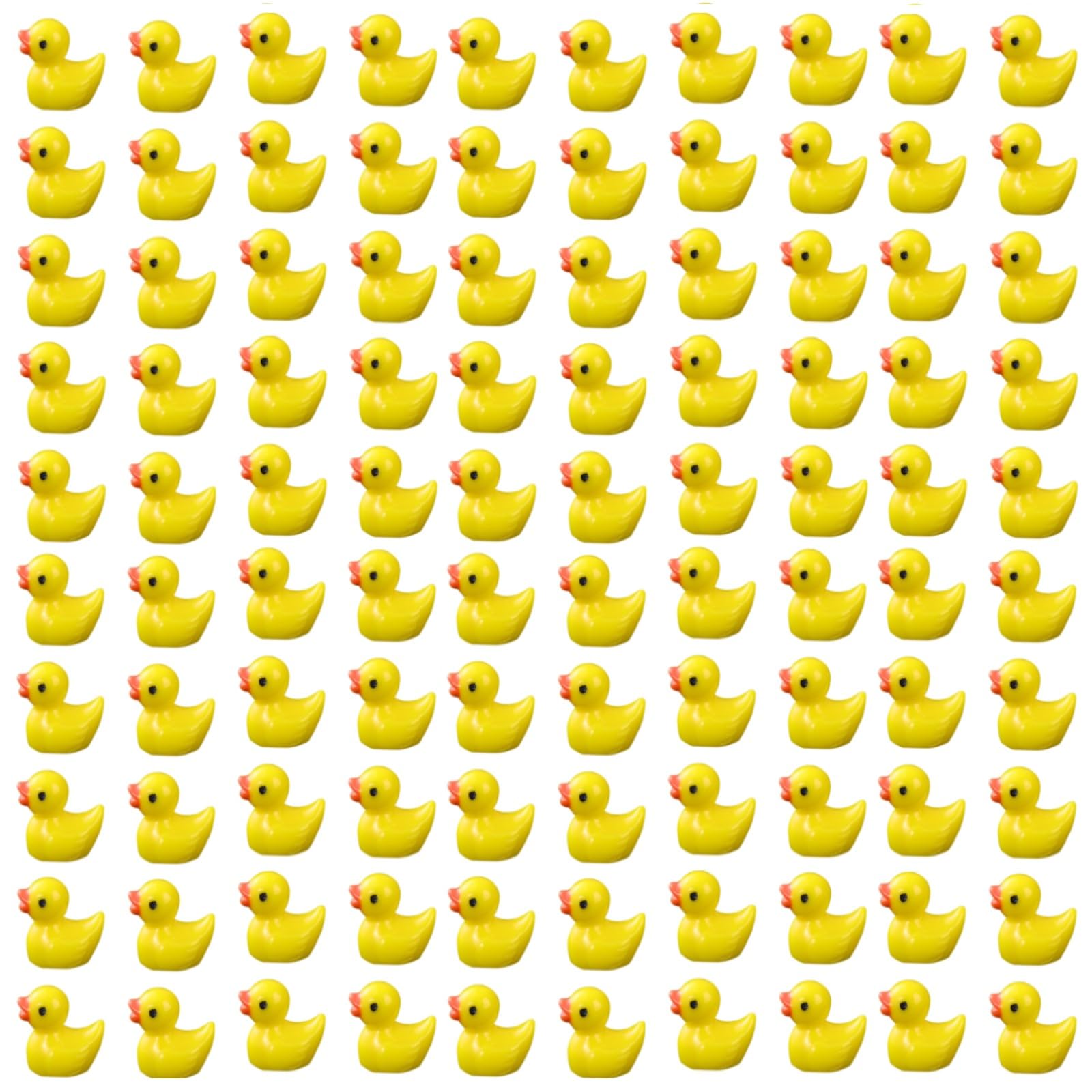 wirepool 100 Pieces Mini Resin Ducks Mini Yellow Ducks Garden Landscape Decorations for Plant Pots Dollhouse Crafts Desk Decorating (Yellow)