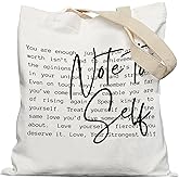 APJYM Note to Self Mental Health Tote Bag, Self Love Gifts, Inspirational You Are Enough Canvas Tote Bags for Women, Encouragement Gifts for Women, Reusable Grocery Shopping Bag