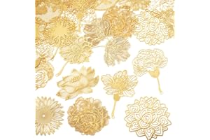 Magibeads Brass Filigree Charms Big Pendants Hollow Metal Embellishments Real 18K Gold Plated Charms for Bookmark Wind Chime 