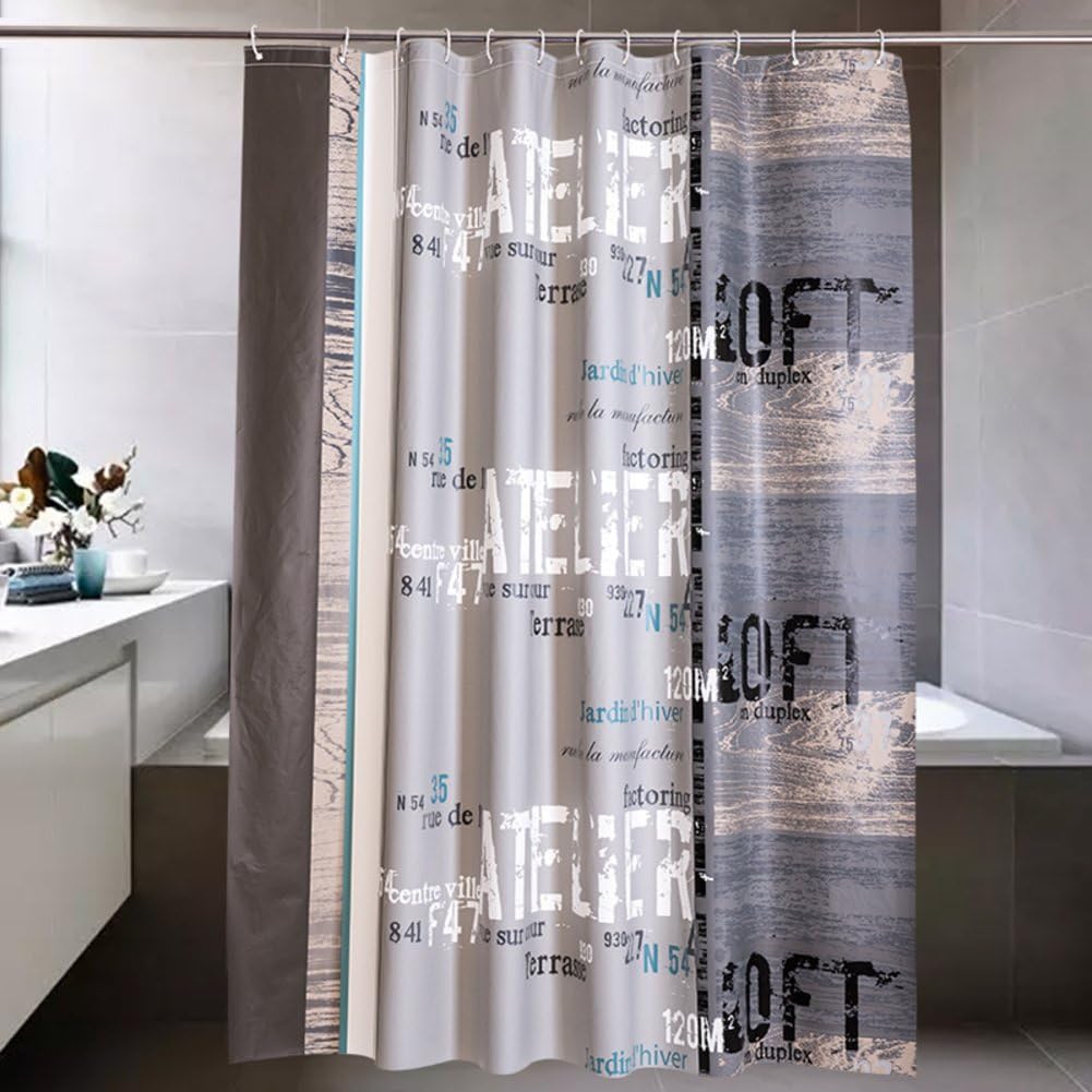 xiaojingLY Shower curtains,Bathroom shower curtain,Waterproof Thickened Mildew proof curtain, Bathroom shower curtain,Personalized letter partition curtain.-I