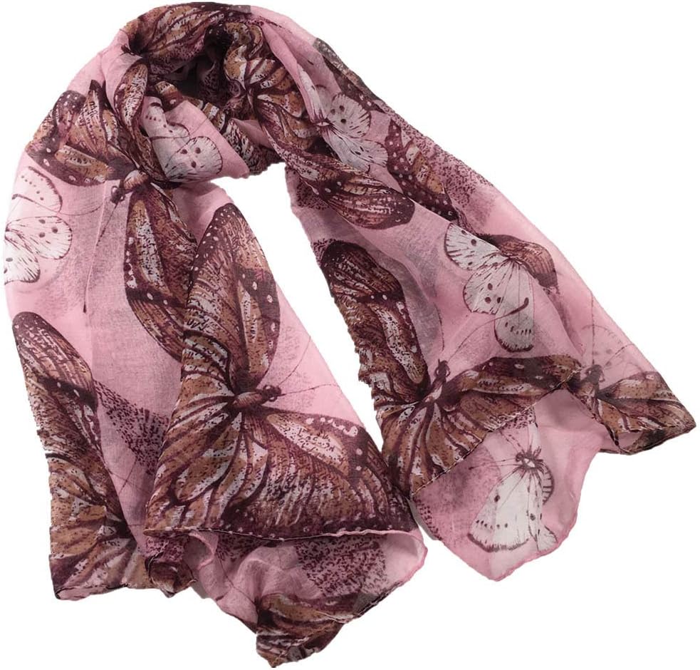 IFOUNDYOU 2020 New Womens Fashion Chiffon Butterfly Print Scarf Shawl Wrap Elegant Long Scarves Lightweight & Soft Stylish Ladies Large Long Scarf Scarf Women
