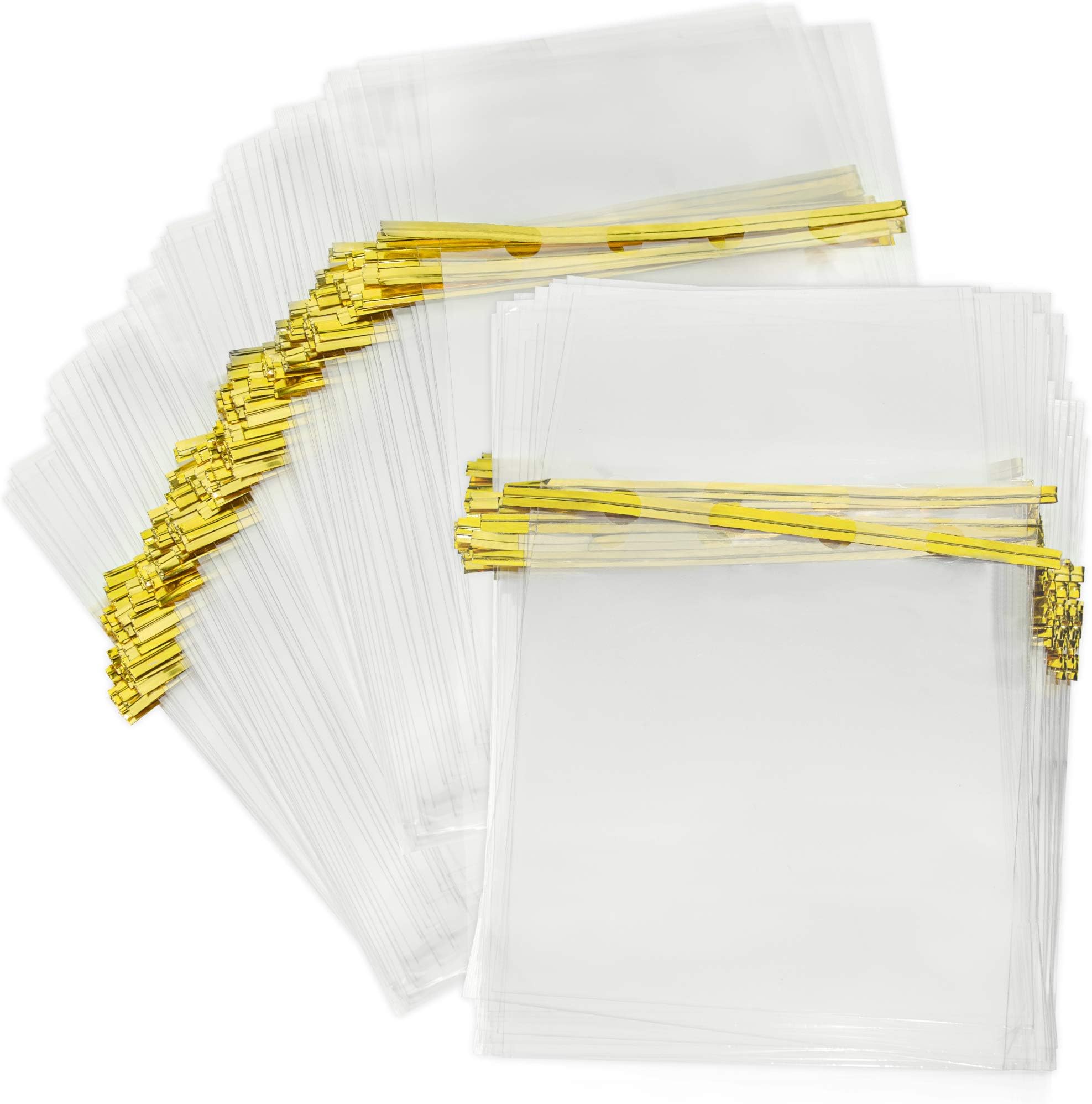 TREAT BAGS 200 PCS 4” x 6” – EASY TWIST TIES CLEAR CELLO PLASTIC PARTY COOKIE BAGS - Easy to wrap Gifts, Candies, Cookies, Lollipops for parties! JUST PULL & TWIST and ENJOY treats!