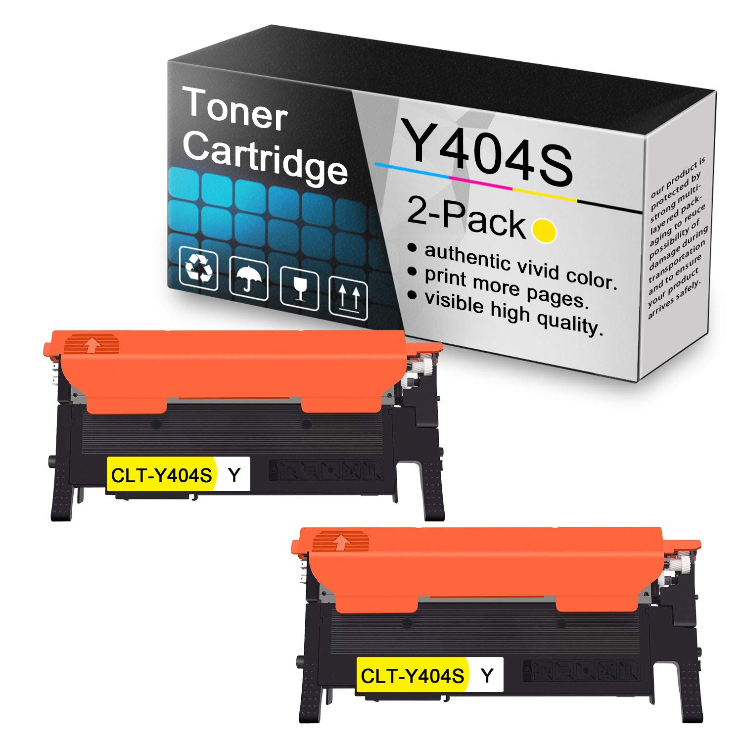 (2 Pack Yellow Toner Cartridge CLT-Y404S) Compatible Toner Cartridge Replacement for Samsung Xpress 