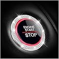 Osilly Bling Car Engine Start Button Decals, 2 Pcs Crystal Rhinestone Ring for Car Decorating, Auto Push Start Engine Emblem Sticker, Key Ignition Knob Ring, Universal Vehicle Decors (AB)