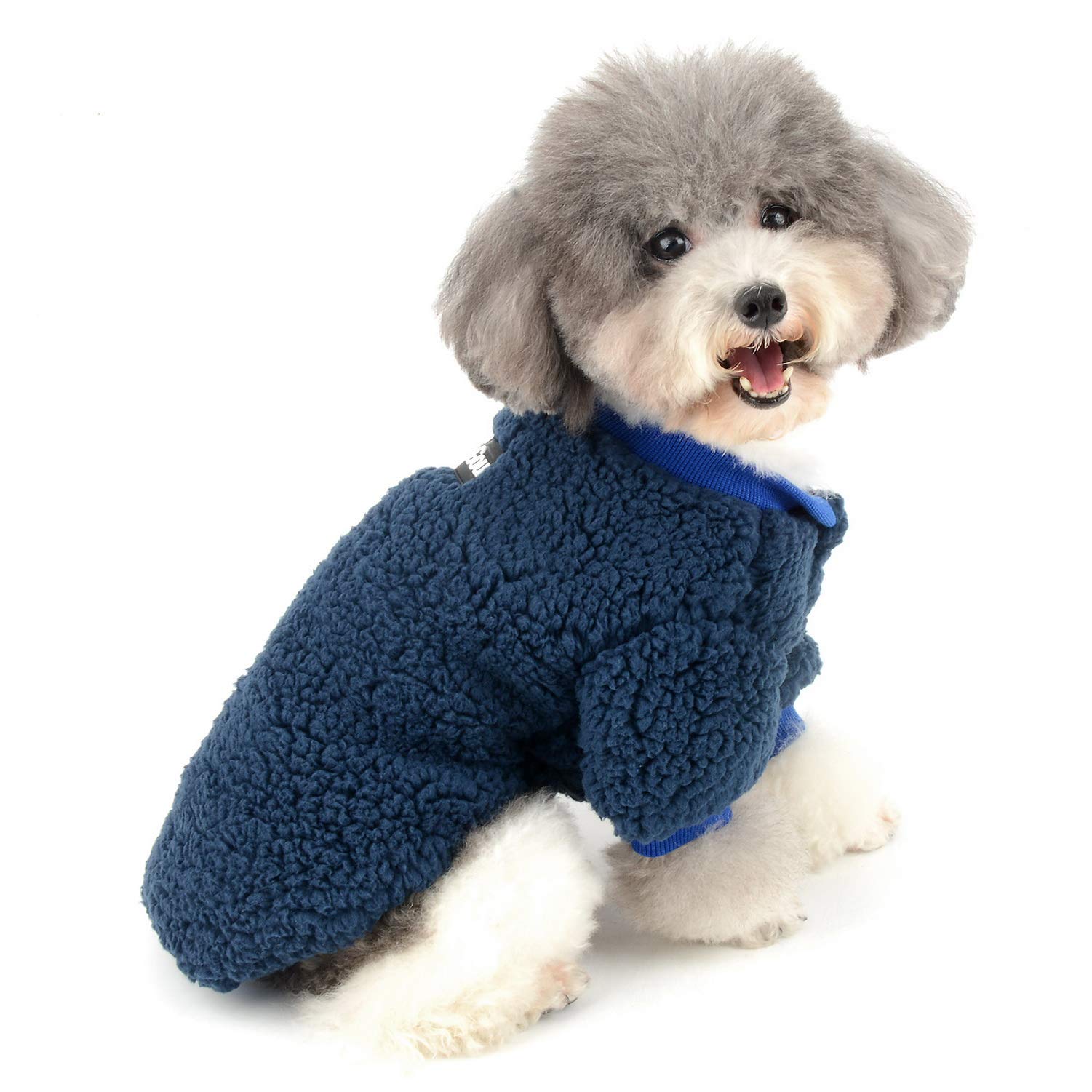 Zunea Small Dog Clothes Coat Winter Fleece Warm Puppy Jacket Apparel Chihuahua Sweater Clothing Pet Cat Doggie Boys Girls Jumper Blue S