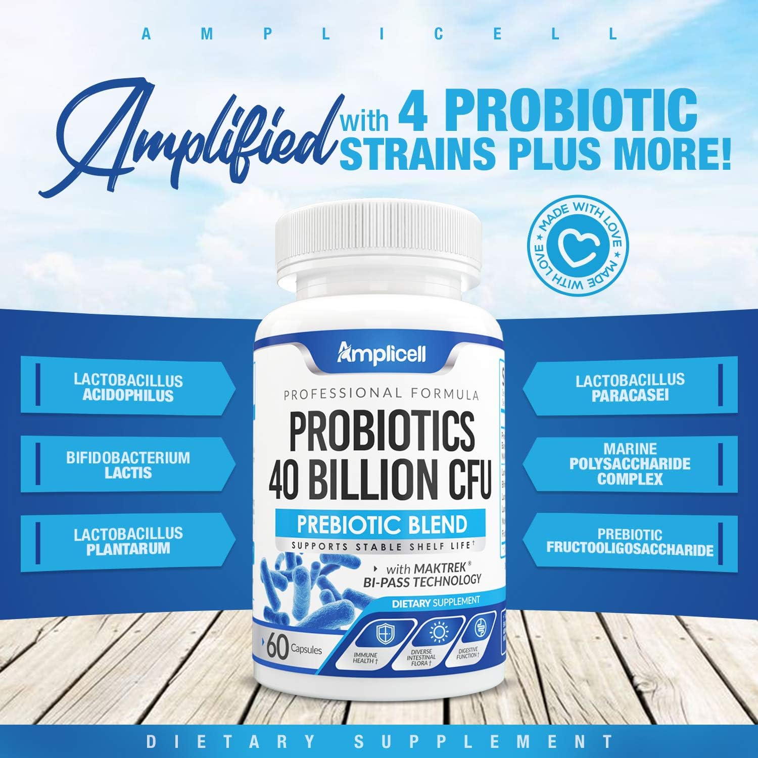Probiotics 40 Billion CFU 60ct Digestive Enzyme Supplements