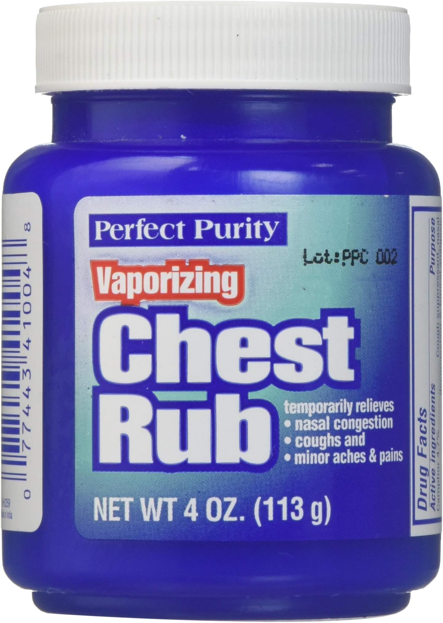 Chest Rub Vaporizing Purity, Size: 4 Oz
