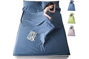 Sleeping Bag Liner for Adults, Lightweight Travel Sleep Sack with Carry Bag, Compact Portable Sleeping Sheet for Camping, Hik