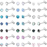 YADOCA 21 Pairs Hypoallergenic Surgical Steel Stud Earrings for Women Men Tiny Small CZ Opal Moonstone Turquoise Earrings Studs Set Piercing Jewelry