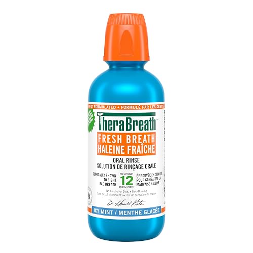 TheraBreath Fresh Breath Oral Rinse - Icy Mint | Fights Bad Breath | Certified Vegan, Gluten-Free, & Kosher | 473ml