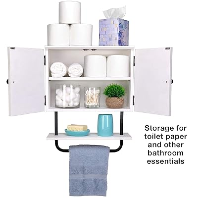 Buy Excello Global Products Barndoor Bathroom Wall Cabinet Space Saver Storage Cabinet Kitchen Medicine Cabinet With Adjustable Shelf And Towel Bar White Online In Tunisia B08lk2g46y
