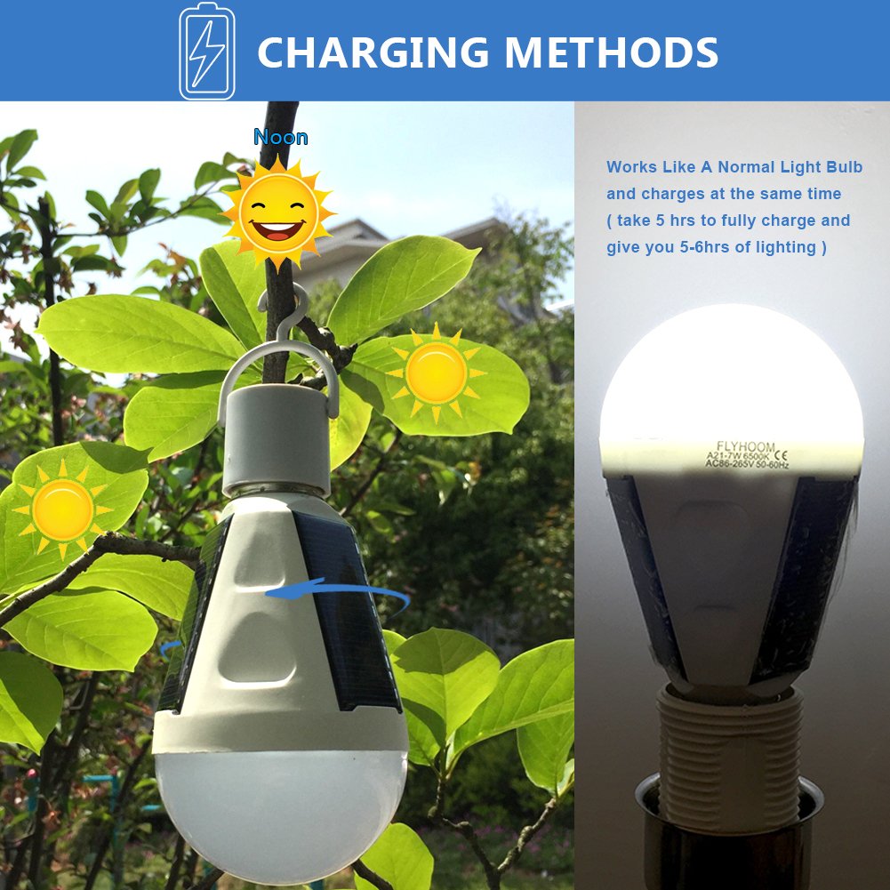 Flyhoom 4 Pack Rechargeable Solar Powered Camping Lights