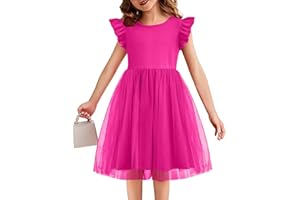 Flypigs Toddler Tutu Dress Girls Ruffle Tulle Dresses Cute Summer Party Princess Sundress for 2-7Y