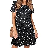 Womens Summer Dresses Beach Casual Loose Tshirt Floral Short Sleeve Flowy Pockets Sundresses