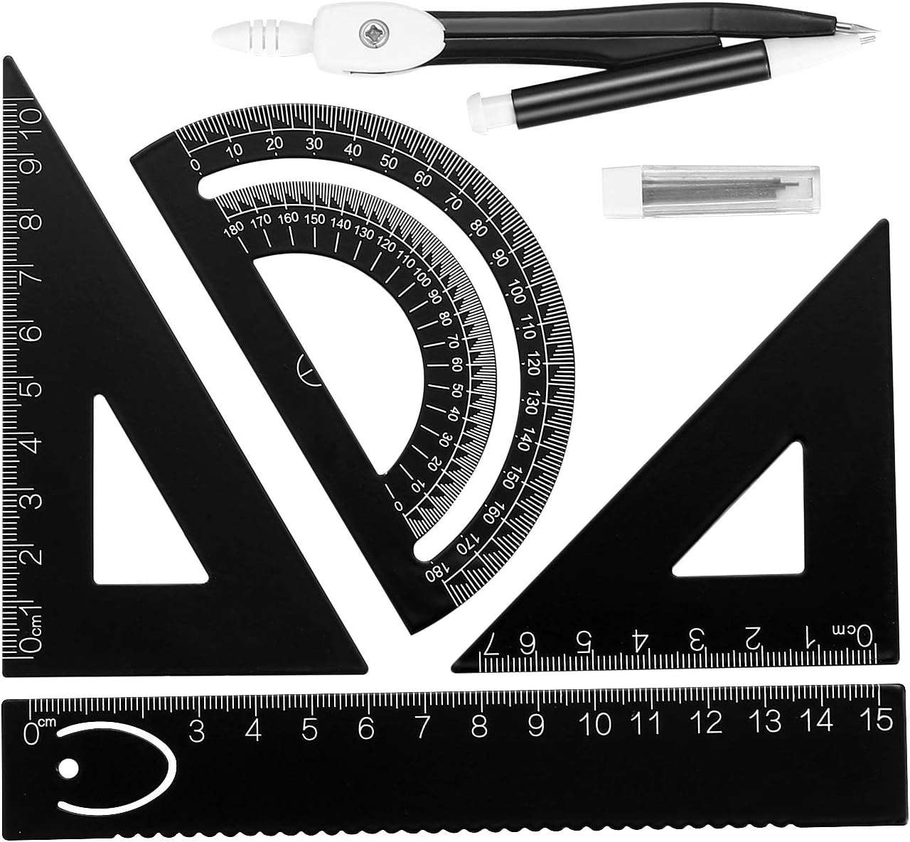 5 Pcs Math Geometry Set, Protractor and Compass Set, Maths Set Includes