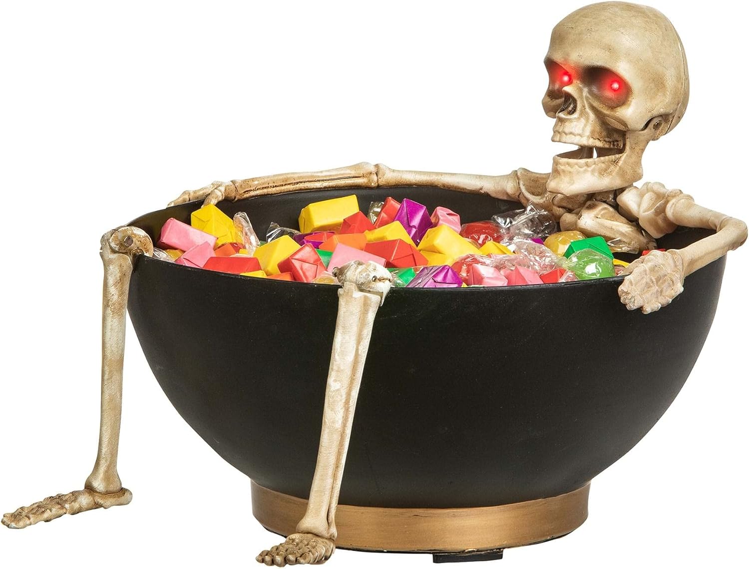 Gemmy Animated Light Up Skeleton Candy Bowl Halloween Decor, Multi-Color, One Size