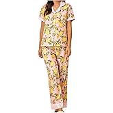 SHENHE Women's Button Down Pajama Set Short Sleeve Nightwear Lemon Fruit Pjs with Long Pants