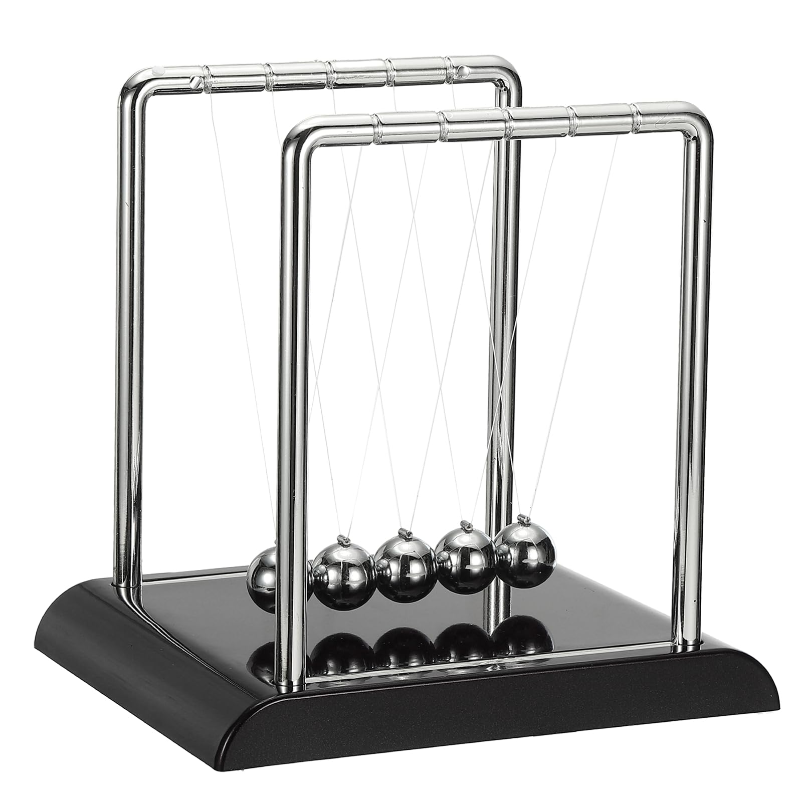 PATIKIL Newtons Cradle, Newton's Cradle Pendulum 5 Balance Balls Desk Toys Gravity Ball Cool Funny for Physics Toys Adults Science Men Office Desk Decor Home Gift, Black, l