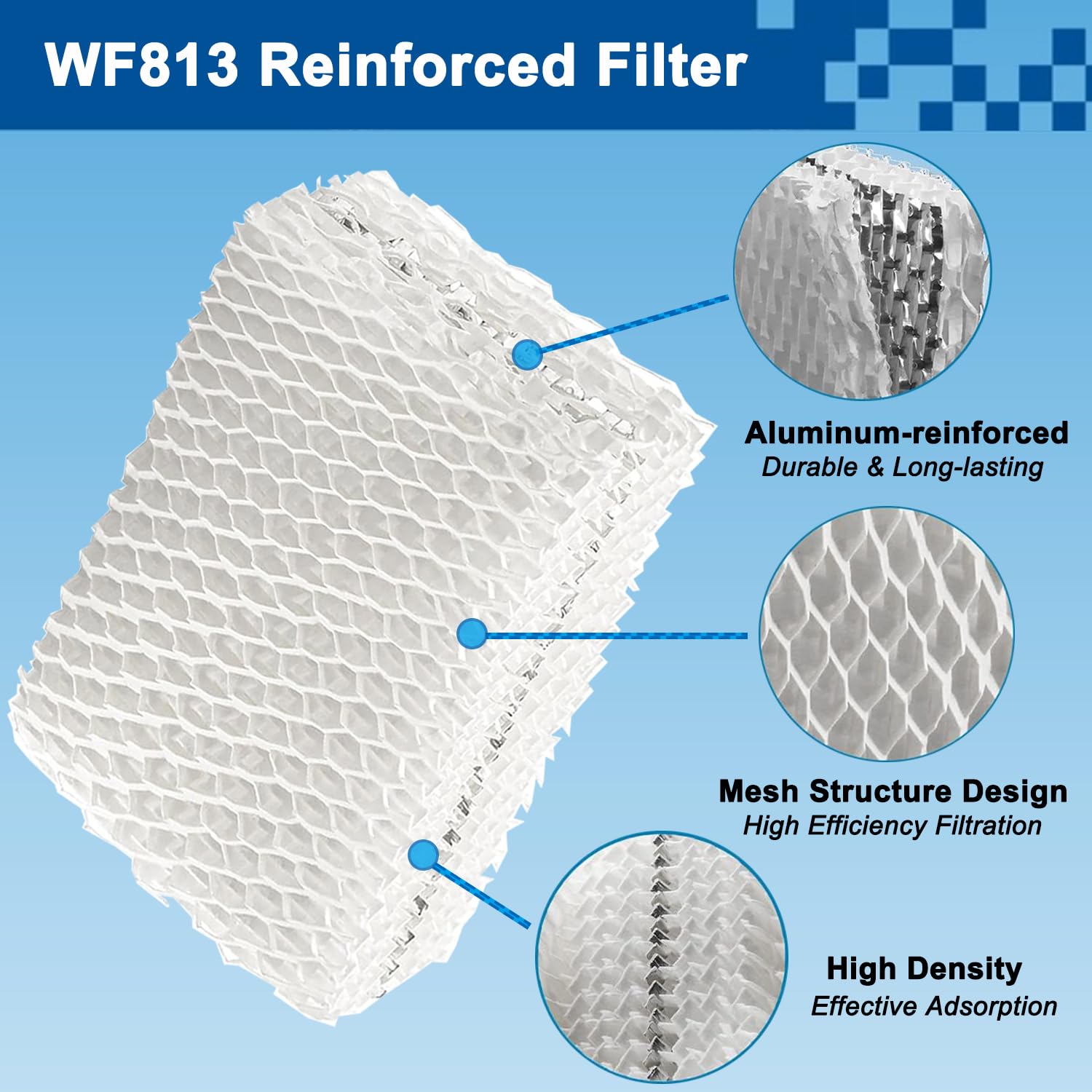 6 Pack WF813 Humidifier Filter Replacement, Upgraded Humidifier Wick Filter for ReliOn RCM-832 RCM-832N, for ProCare PCWF-813 PCCM-840, for Equate EQWF813 EQ 2119-UL Cool Mist Humidifier Filters