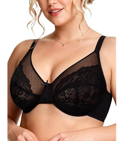 Lacsper Daisy Minimizer Bra for Women Floral Lace Full Coverage