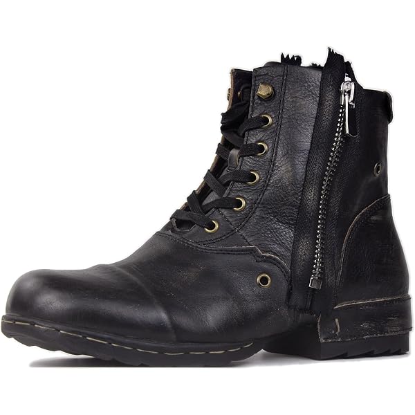 Amazon.com | OSSTONE Moto Boots for Men Fashion lace-up  display picture 1
