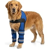 OnPet Dog Knee Brace with 4 Support Strips, Adjustable Elbow and Knee Support for Front Legs, Reflective Anti Licking Leg Wrap for Arthritis, Calluses, Injury Recovery (Large)