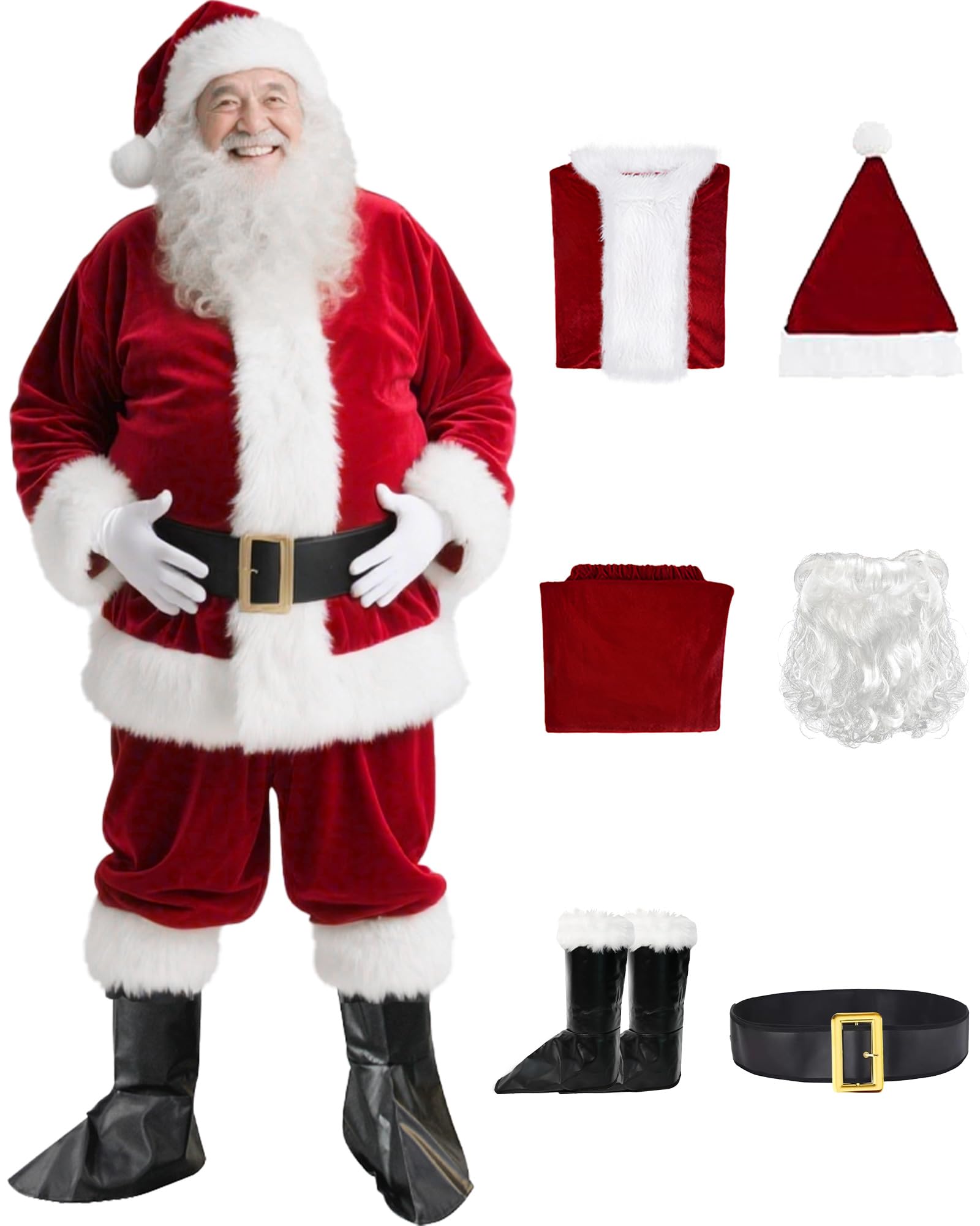 Photo 1 of UDYR Santa Claus Costume for Men - Adult Santa Costume - Professional Santa Suit Deluxe Santa Outfit for Christmas Party