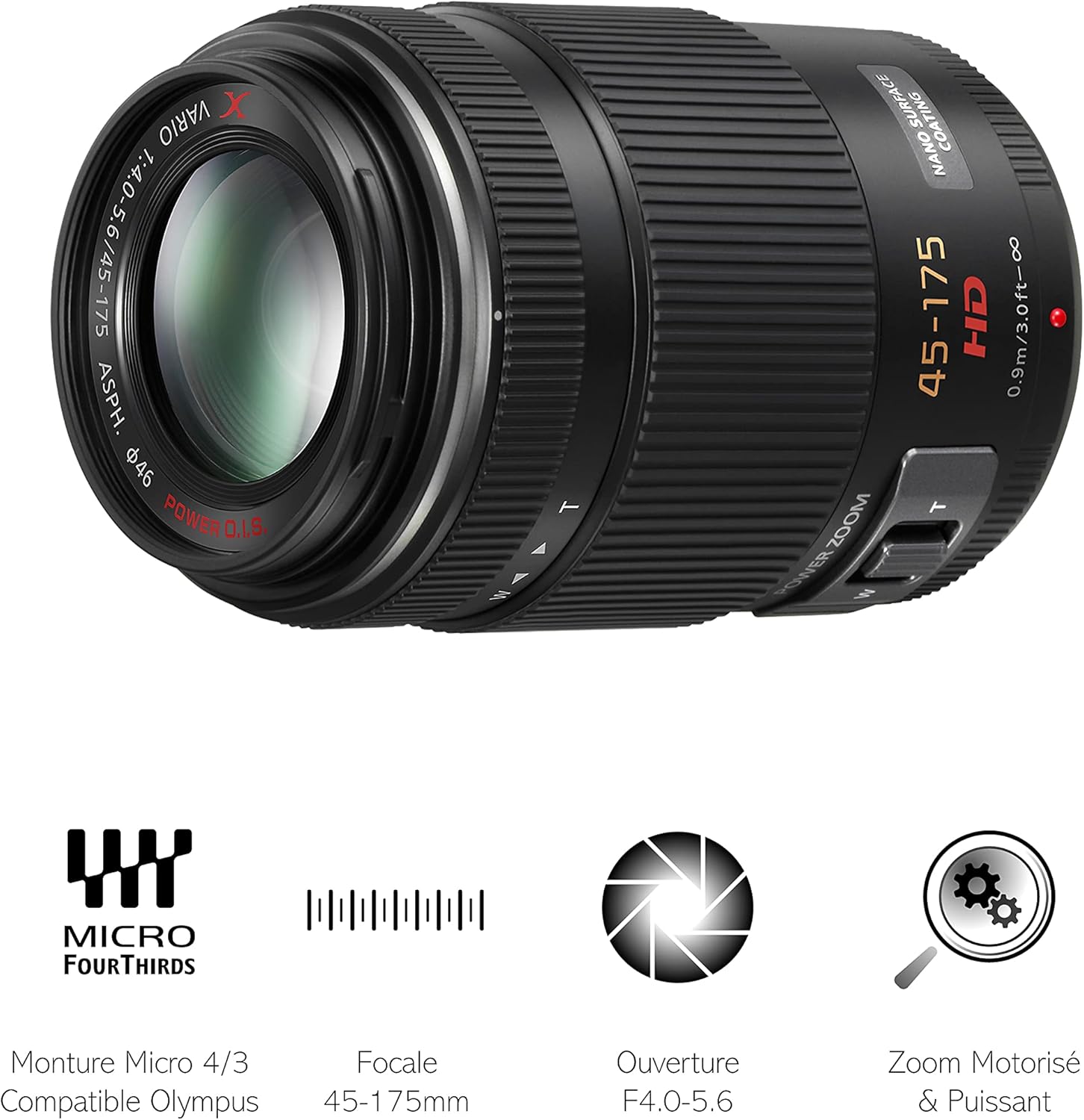 Panasonic Lumix H Ps Objetivo Servo Zoom Para Camaras De Montura M4 3 Focal 45 175 Mm F4 F5 6 Tamano Filtro 46 Mm Lentes Asfericas Power O I S Negro Amazon Es Electronica