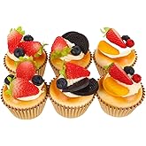 Veemoon 6pcs Faux Cupcake for Display, Artificial Cupcake Model Realistic Fake Small Cake Decor Simulation Baking Dessert Bread Food Props for Bakery Shop Kitchen Bakery Crafts Photography, PU