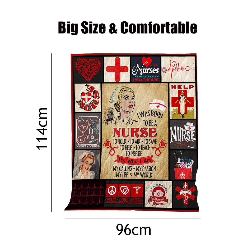 3D Printed Quilt | Proud to Be A Nurse Camping Quilt | All-Season Quilts Comforters with Reversible Cotton | Blanket for Traveling, Picnics, Beach Trips, Concerts and Home (Proud to Be a Nurse)