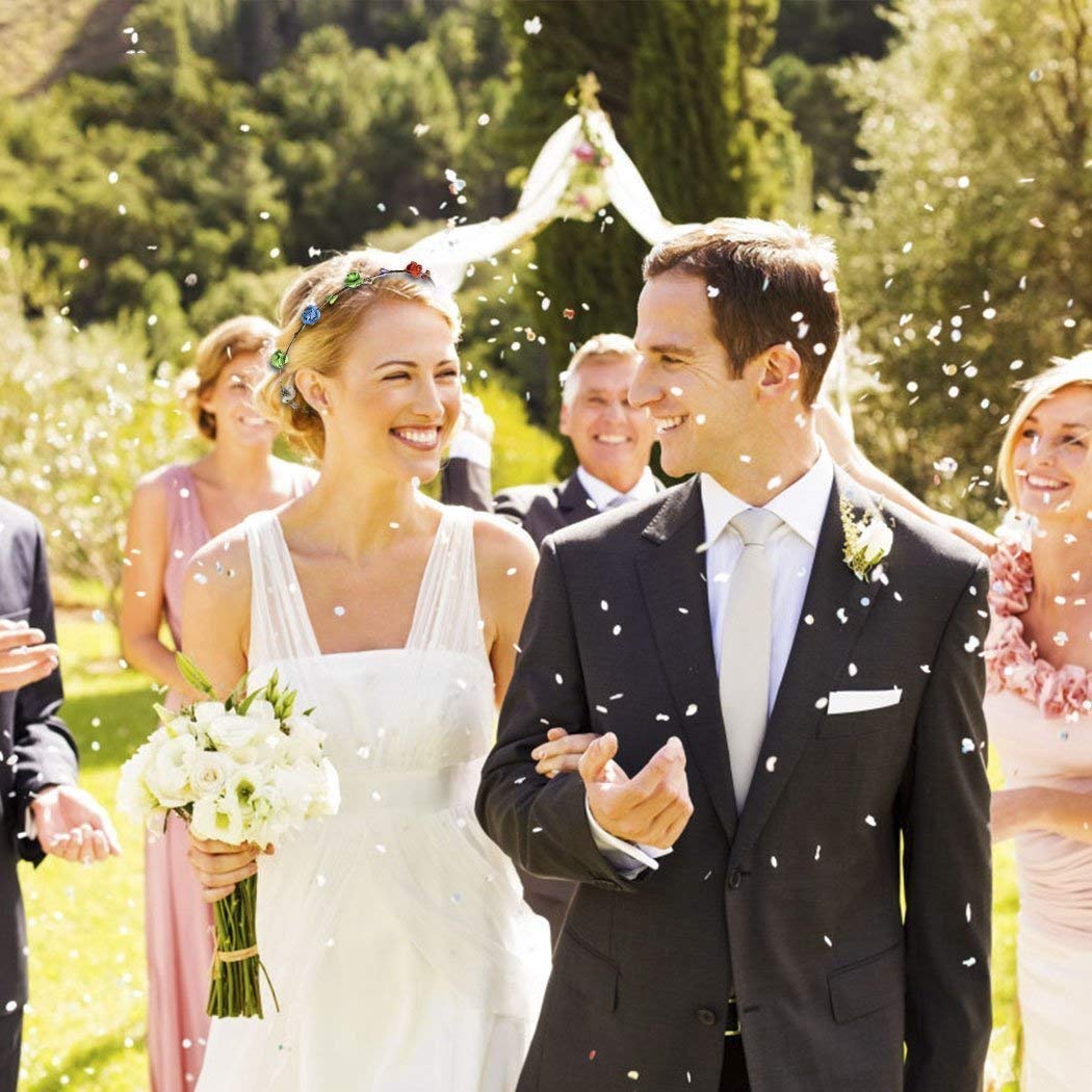 LED Flower Crown, Coxeer Led Flower Wreath Headband Luminous 10 Led Flower Headpiece Flower Headdress For Girls Women Wedding Festival Holiday Christmas Halloween Party (7PCS)