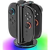 Switch 2 Joycon Charger with 9 RGBs, Switch 2 Controller Charger with Magnetic &amp; Bi-Directional Design, 4 in 1 Joycon 2 Charging Dock Station Stand, Compatible with Nintendo DS Accessory Kits