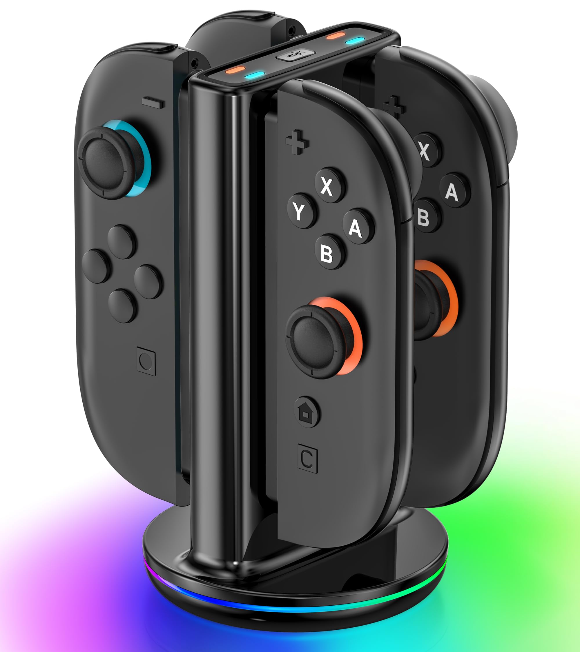 Rysker Switch 2 Controller Ladestation für JoyCon 2, 2.5St Ladegerät für Nintendo Switch 2, Joy Con 2 Ladestation mit 9 Lichtmodi für Nintendo Spiele