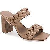 Syktkmx Womens Braided Heels Sandals Chunky Block Heel Double Strap Summer Dressy Sandal