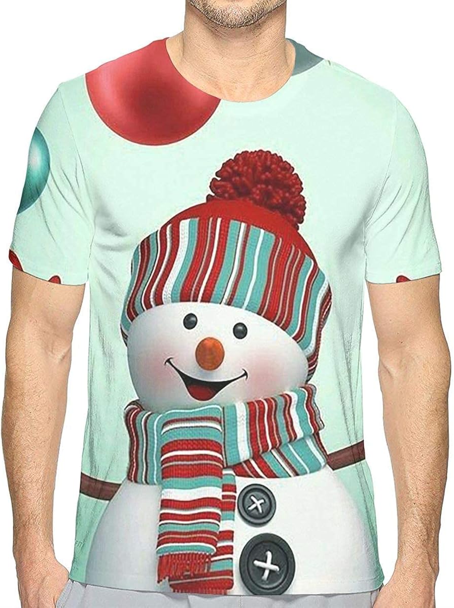 Men Happy Christmas Basic 3D Creative Print TShirt Short Sleeve Tees