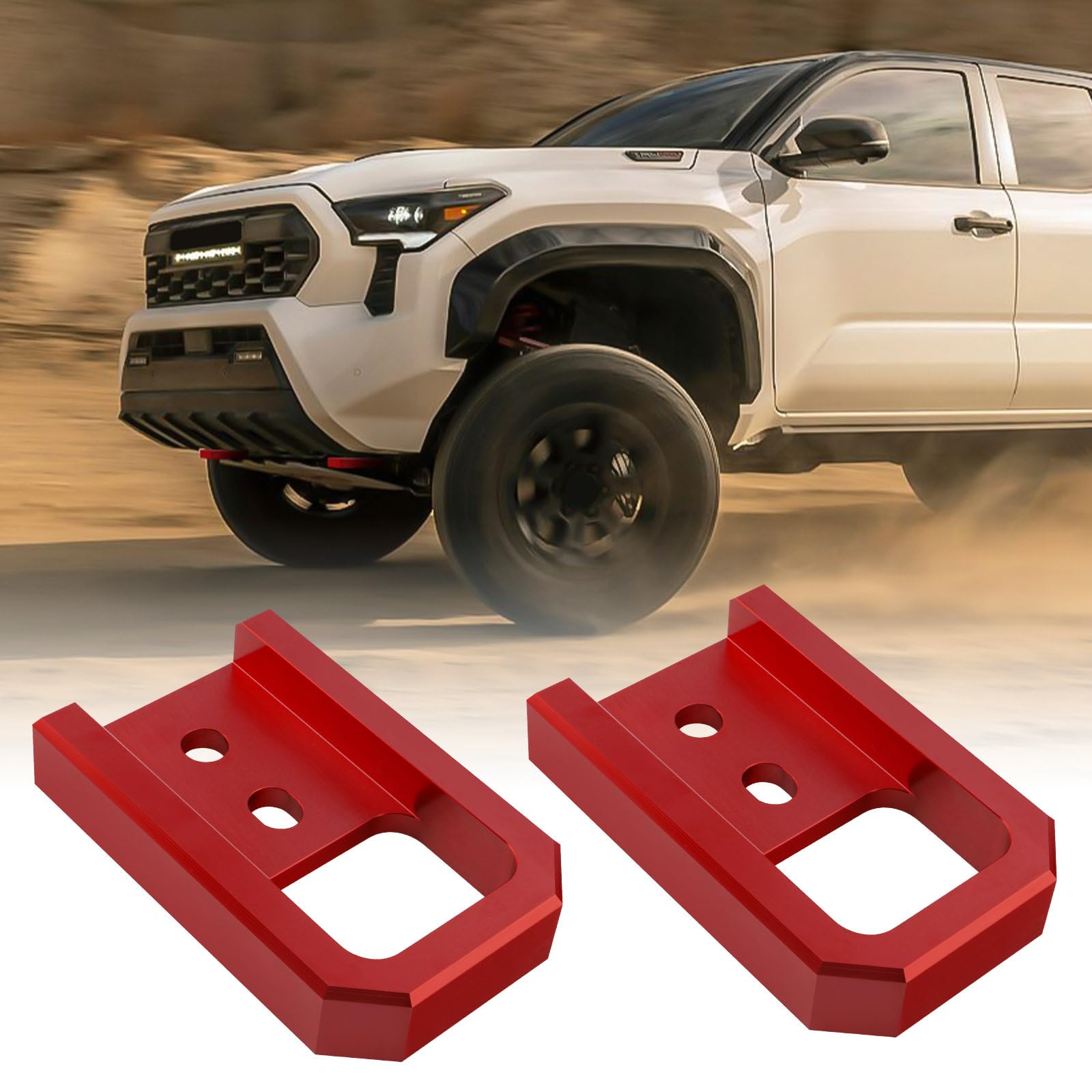 Photo 1 of TECHPICCO Tow Hooks for Tacoma 2024-2026/4Runner 2025-2026, Car Tow Hooks Compatible with Toyota Tacoma 2024-2026 4Runner 2025-2026 (Red)