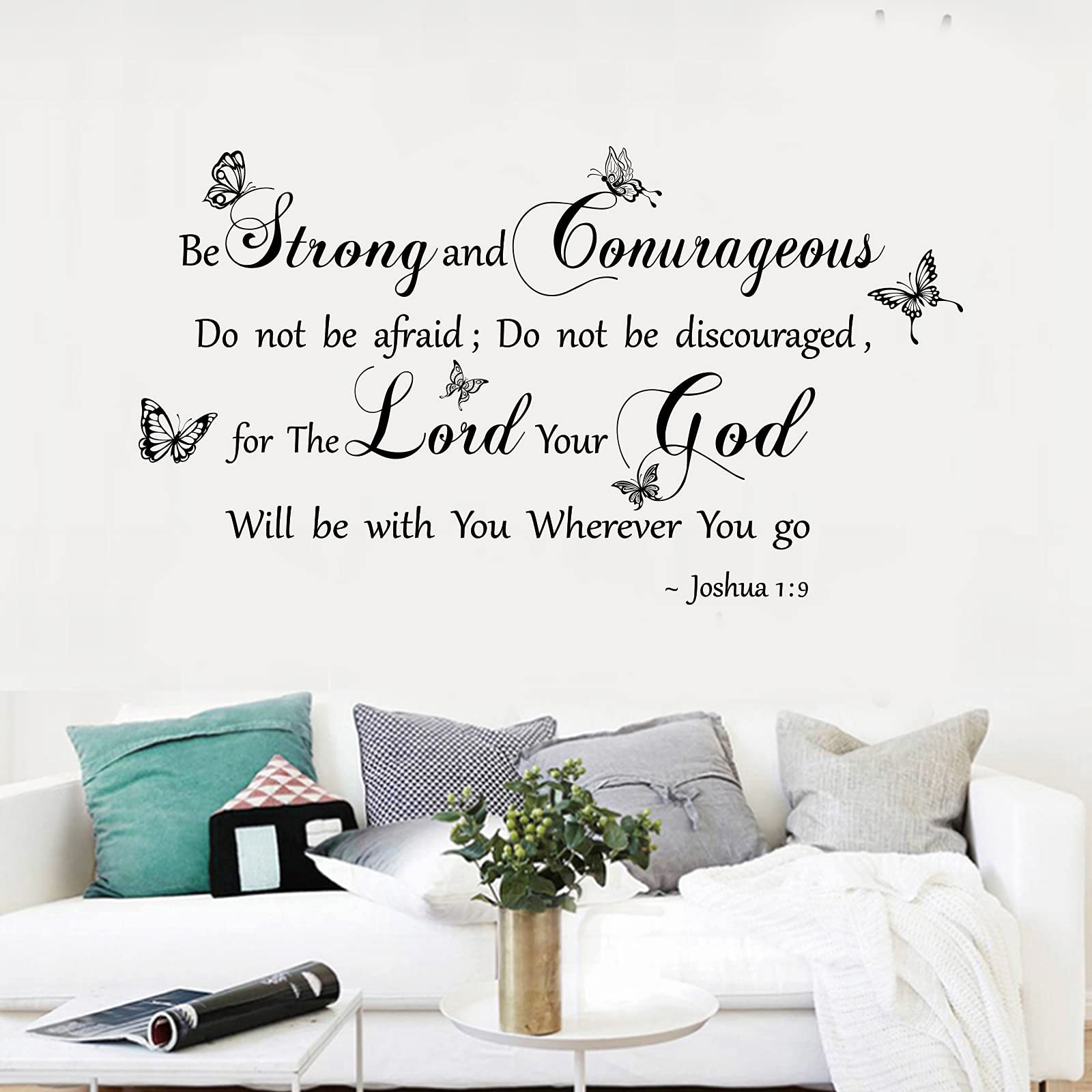 ORIGACH Bible Verse Wall Decals Joshua 1:9 Religious Wall Quotes Stickers Be Strong and Courageous Do Not Be Afraid for Living Room Church