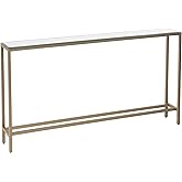 SEI Furniture Darrin Narrow Mirrored Top Console Table, 56", Metallic Gold